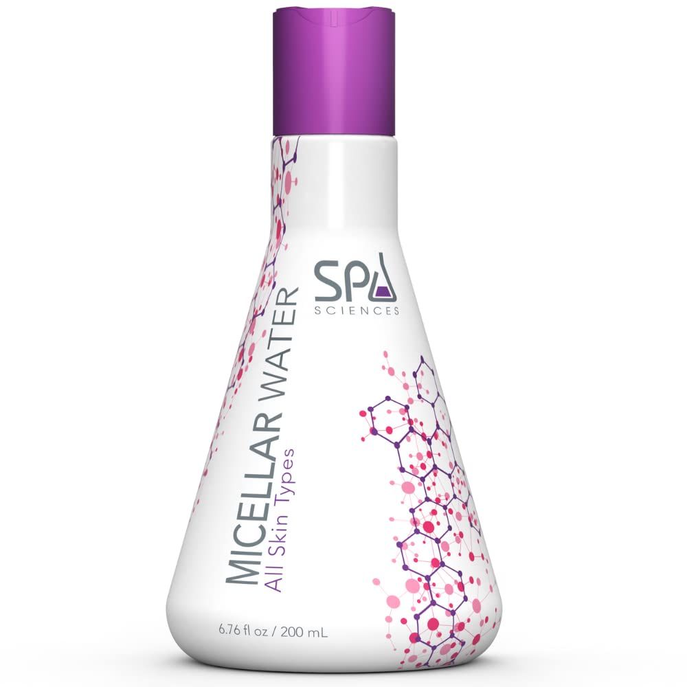SPA SCIENCES - Micellar Water - Made in the USA - With Hyaluronic Acid &amp; Chamomile, Cucumber, Seaweed Extracts - Soothe, Cleanse, Protect - Vegan - For All Skin Types - 6.76oz