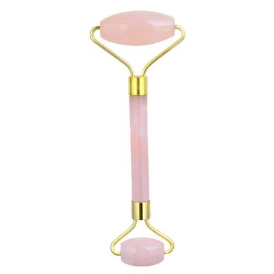rockcloud Natural Crystal Stone Roller Massager Double Neck Face &amp; Neck Massage Therapy Anti-Aging Wrinkle Healing Slimming Skincare Tool,Rose Quartz