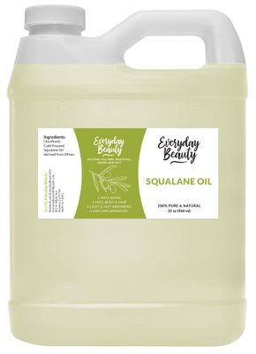 Squalane Oil Bulk- 32 oz 100% Pure &amp; Natural Plant Derived Facial Oil - Cold Pressed and Unrefined Premium Grade Multipurpose Moisturizing Oil For Skin and Hair