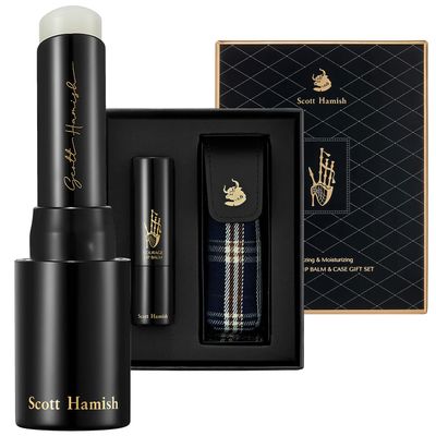 Scott Hamish Courage Lip Balm &amp; Case Gift Set - Pure Cowhide Leather Chapstick Holder with Hydrating Lip Balm for Dry Cracked Lips - Flavored Lip Balm &amp; Lip Balm Holder Gift Set for Men