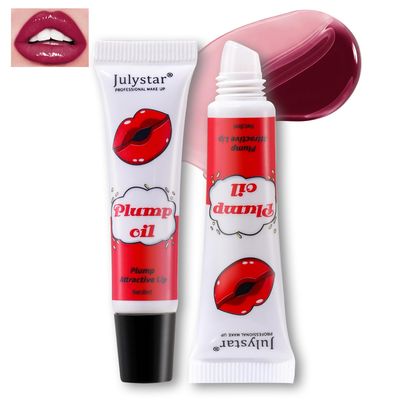 HOSAILY Plumping Lip Oil, Hydrating Mirror Lip Plumper lip Gloss with Chilli Extract, Long Lasting Waterproof Tinted Lip Balm, Moisturizing Smooth Glossy Finish Lip Glaze, Lip Care Makeup for Women 05