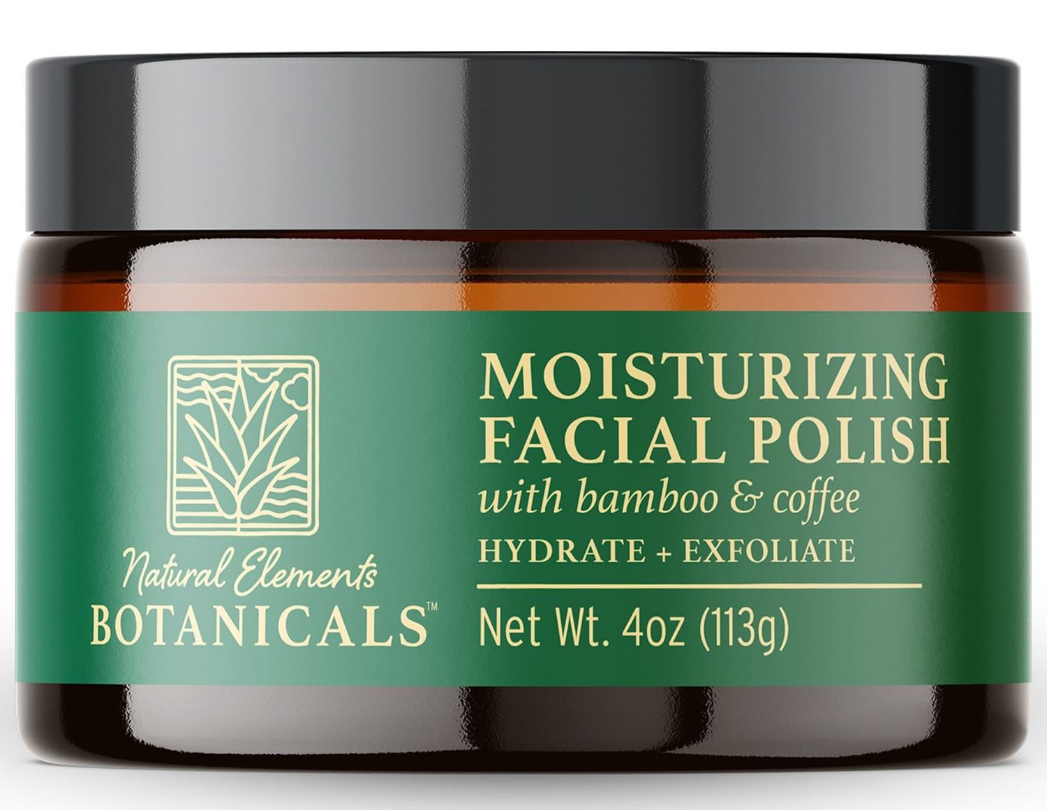Natural Elements Botanicals Moisturizing Facial Polish, Gentle Face Scrub, 2-in-1 Facial Scrub, Hydrating &amp; Exfoliating Face Scrub, Facial Exfoliator w/Bamboo &amp; Coffee, 4 oz