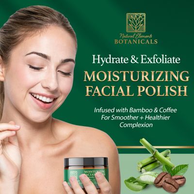 Natural Elements Botanicals Moisturizing Facial Polish, Gentle Face Scrub, 2-in-1 Facial Scrub, Hydrating &amp; Exfoliating Face Scrub, Facial Exfoliator w/Bamboo &amp; Coffee, 4 oz