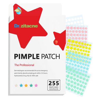 Pimple Patches for Face, 255 Pcs 5 Colors &amp; 5 Sizes(8,10,12,14,16mm) Acne Patches Hydrocolloid Precise Matches Different Size, Cute Star Spot Stickers invisible Zit Covering, Absorbing Cover, Tea Tree