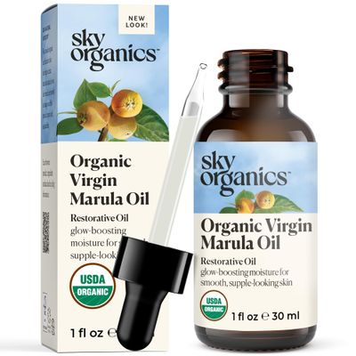 Sky Organics Organic Marula Oil for Face 100% Pure &amp; Cold-Pressed USDA Certified Organic to Replenish, Balance &amp; Boost Glow, 1 fl. Oz