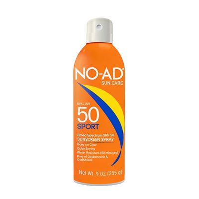 NO-AD SPORT SPF 50 Sunscreen Spray | Non-Greasy, Waterproof and Non toxic Sunscreen | Body Sunscreen | Suitable for All Skin Types | Broad Spectrum Protection for Active Lifestyles | 9 oz | Pack of 2