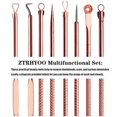ZTRHYOO Blackhead Remover Pimple Comedone Extractor Tool Best Acne Removal Kit - Treatment for Blemish, Whitehead Popping, Zit Removing for Risk Free Nose Face Skin with Case(Rose, 4 Piece Set)