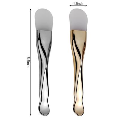 Silicone Face Mask Applicator 2 Packs Dual End Exfoliating Silicone Face Scrubber Soft Makeup Beauty Brush Tools for Clay, Cream, Gel, and Mud Facial Masks (Gold&amp;Silver)