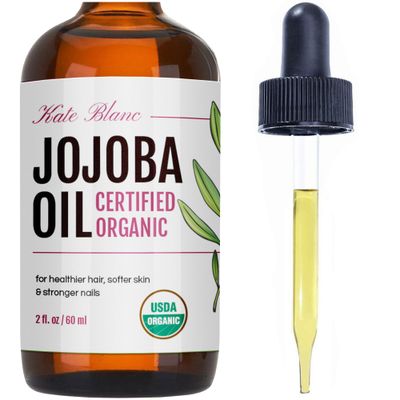 Kate Blanc Cosmetics Jojoba Oil for Hair, Face &amp; Skin. Gua Sha Oil for Face Massage &amp; Dermaplaning (2oz, Organic, 100% Pure, Natural)