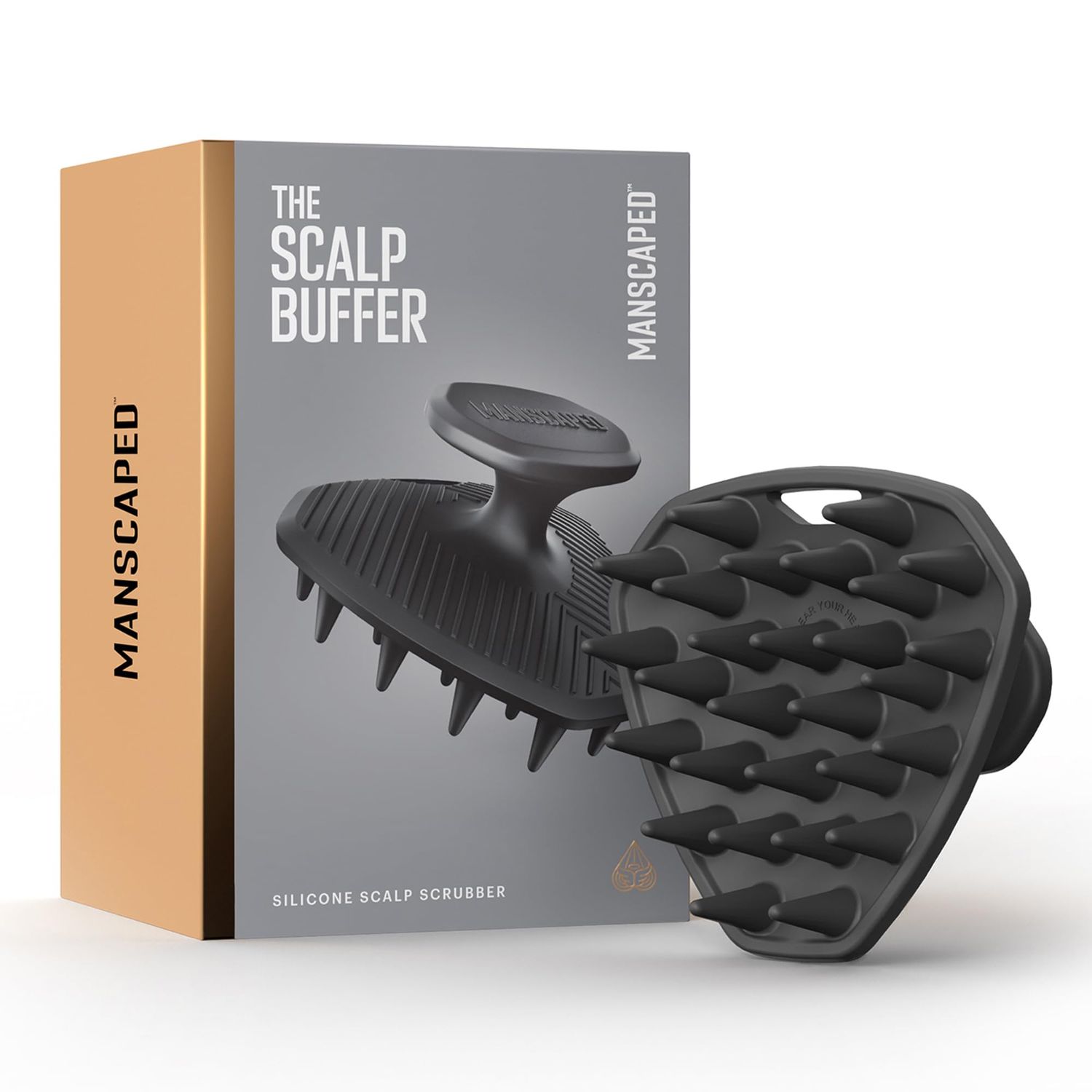 MANSCAPED The Scalp Buffer Mens Silicone Head Scrubber - Premium Cleansing &amp; Exfoliating Hair Brush, Ergonomic Handheld Design for Gentle Scalp Massage (1-Pack)
