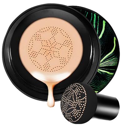 Moisture Cushion CC Cream Foundation for Mature Skin - Flawless Concealer BB Cream with Mushroom Sponge, Long-Lasting Waterproof Air Cushion, Natural Honey and Pine Makeup, Even Skin Tone02# NATURE