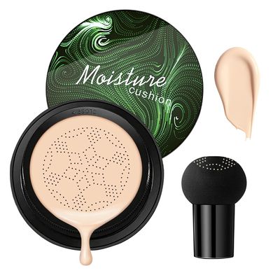 Mushroom Head Air Cushion CC Cream Foundation Makeup,Moisturizing BB Cream Face Makeup Liquid Foundation,Long Lasting Full Coverage Concealer Cushion Foundation for All Skin TypesIvory