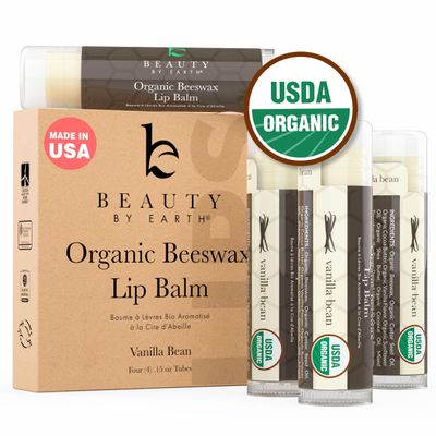 USDA Organic Lip Balm - USA Made &amp; All Natural, Beeswax Vanilla Chapstick for Dry Lips, Gifts for Women, Birthday Gifts for Her &amp; Him, Hydrating Lip Balm Beauty Gifts, Natural Chapstick