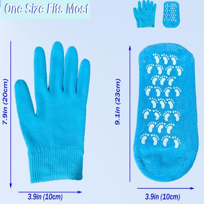 Moisturizing Gloves and Socks, Gel Spa Moisturizing Therapy Sock Glove, Overnight Gloves for Dry Hands, Repair and Soften Aging, Hand and Feet Care for Chapped and Dry Skin