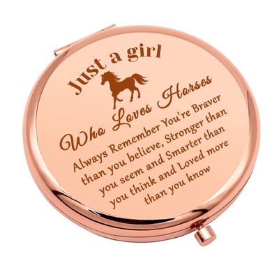 Horse Lover Gift Horses Gifts for Girls Compact Makeup Mirror for Daughter Niece Equestrian Gifts for Women Animal Lover Gifts Inspirational Gift Folding Makeup Mirror Birthday Graduation Gifts