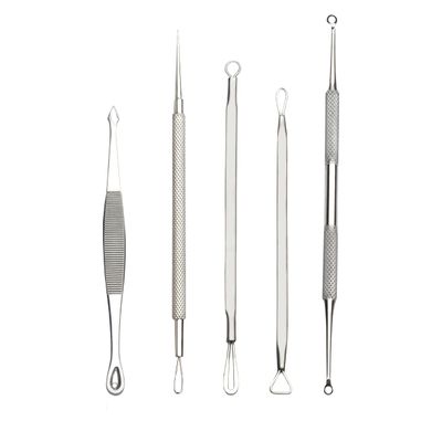 Stelone Pimple Extractor Kit - Professional Blackhead &amp; Acne Tools for Face and Body - Stainless Steel Comedone Extractor Set with Case