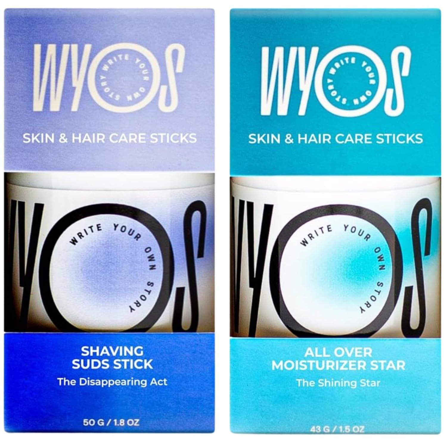 WYOS Shaving Cream Stick &amp; Moisturizer Oil Stick Stocking Stuffer Bundle | Travel Size, Leak Free, Vegan, Cruelty Free, Sulfate Free, Portable, Paraben Free, Sulfate Free