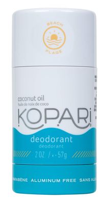 Kopari Aluminum Free Coconut Deodorant, Non Toxic &amp; Clean Plant-Based, No Aluminum, Parabens or Baking Soda, Long Lasting Protection, Beach 2 oz