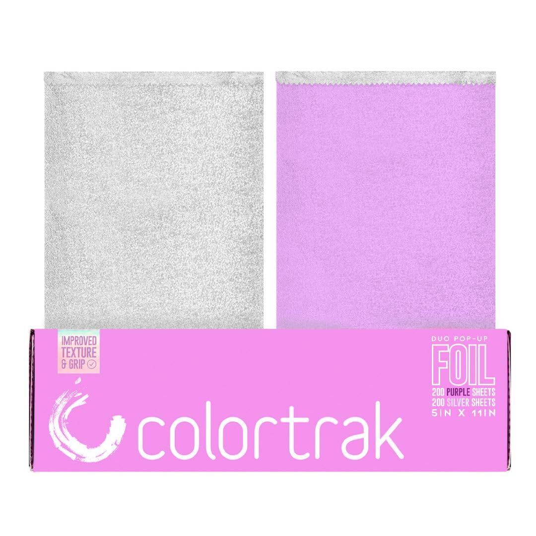 Colortrak Professional Dual Dispenser Pop-Up Coloring/Highlighting Foil Sheets, Multi-Dimensional Color or Highlighting Effects, Pre-Cut Sheets, Dual Compartments, Purple/Silver, Box of 400