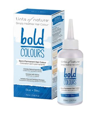 Tints of Nature Bold Colour Blue Semi-Permanent Hair Dye, Ammonia-Free and Damage-Free Colouring, 70ml