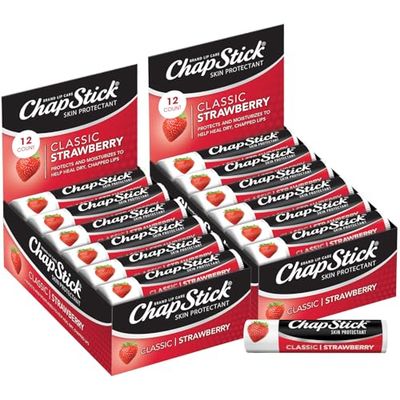 ChapStick Bulk Classic Strawberry Lip Balm, 24-Count - Tinted Lip Moisturizer, Juicy &amp; Sweet, 0.15 Oz Ea