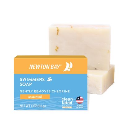 Newton Bay Swimmers Soap | All Natural Body and Face Wash Soap Bar | Gently Washes Away Chlorine After Swimming | Revitalizes Sensitive Skin | 2-Pack of 4 Ounce Soap Bars