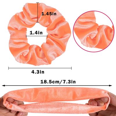 Whaline Neon Scrunchies Summer Velvet Hair Bobble Elastics Hair Bands Soft Hair Ties for Girls, Women (Neon color)