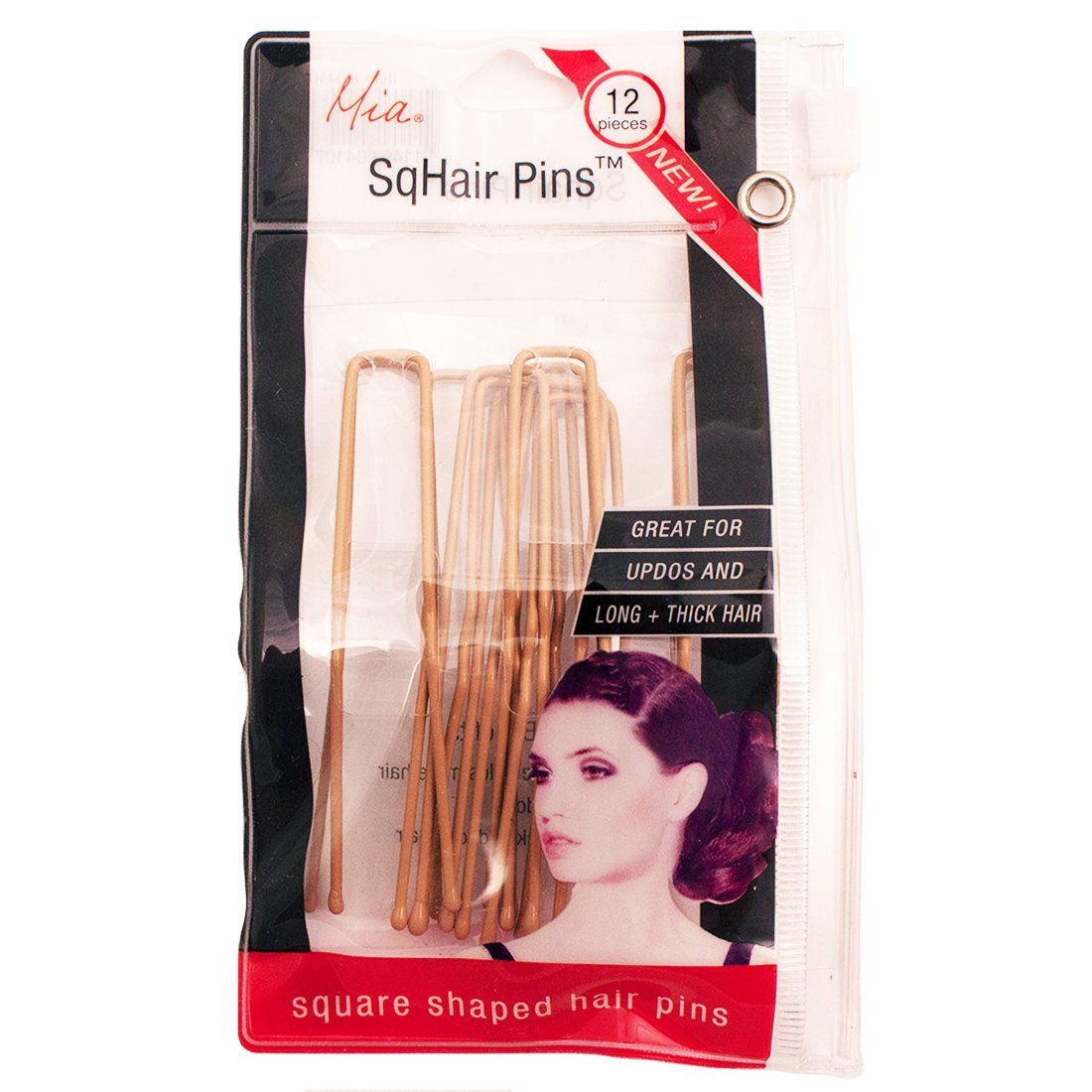 Mia Sqhair Pins, Square Shaped Bobby Pins, Hair Pins for Long + Thick Hair, Blonde, for Women, Girls, Updos, French Twists 12pcs