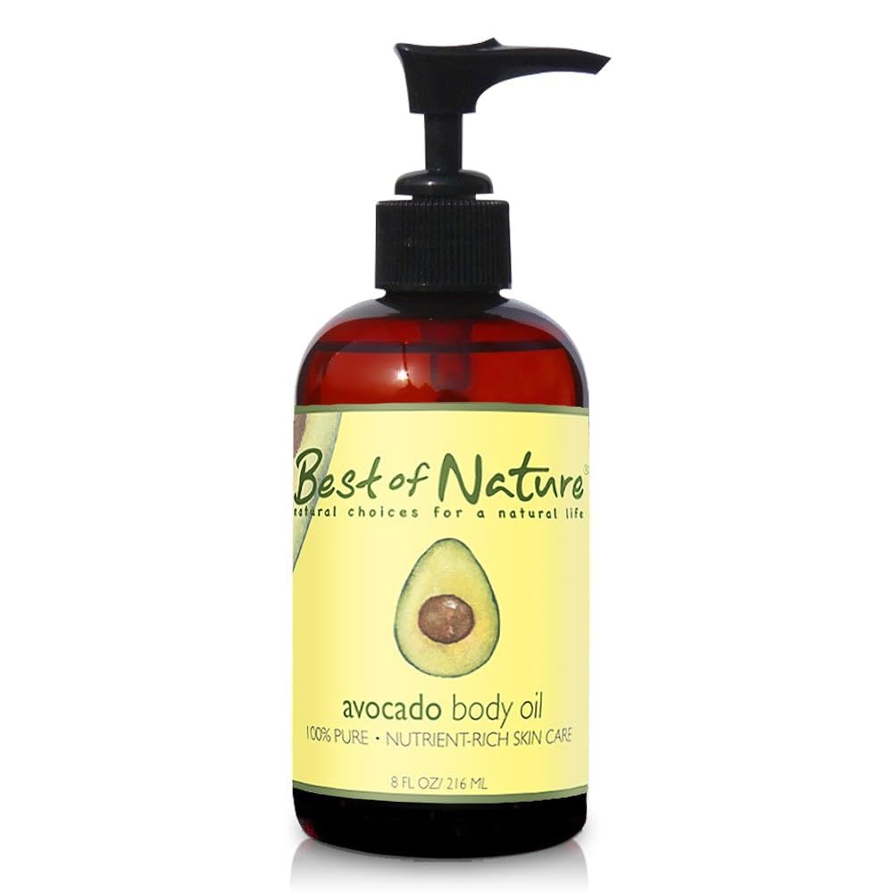 Best of Nature 100% Pure Avocado Oil - Natural Massage Oil, Moisturizing Body &amp; Hair Oil, Unscented Skincare &amp; Carrier for Essential Oils, Bulk Size Available (8 Fl Oz)