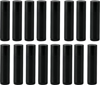 BesYouSel 50Pcs 5ml/5g Empty Plastic Lipstick Tubes, Lip Balm Containers Rotating Type Plastic Refill Lip Balm Tube with Cap,Black