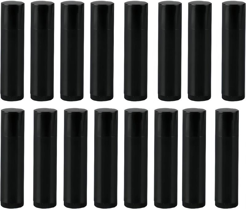 BesYouSel 50Pcs 5ml/5g Empty Plastic Lipstick Tubes, Lip Balm Containers Rotating Type Plastic Refill Lip Balm Tube with Cap,Black