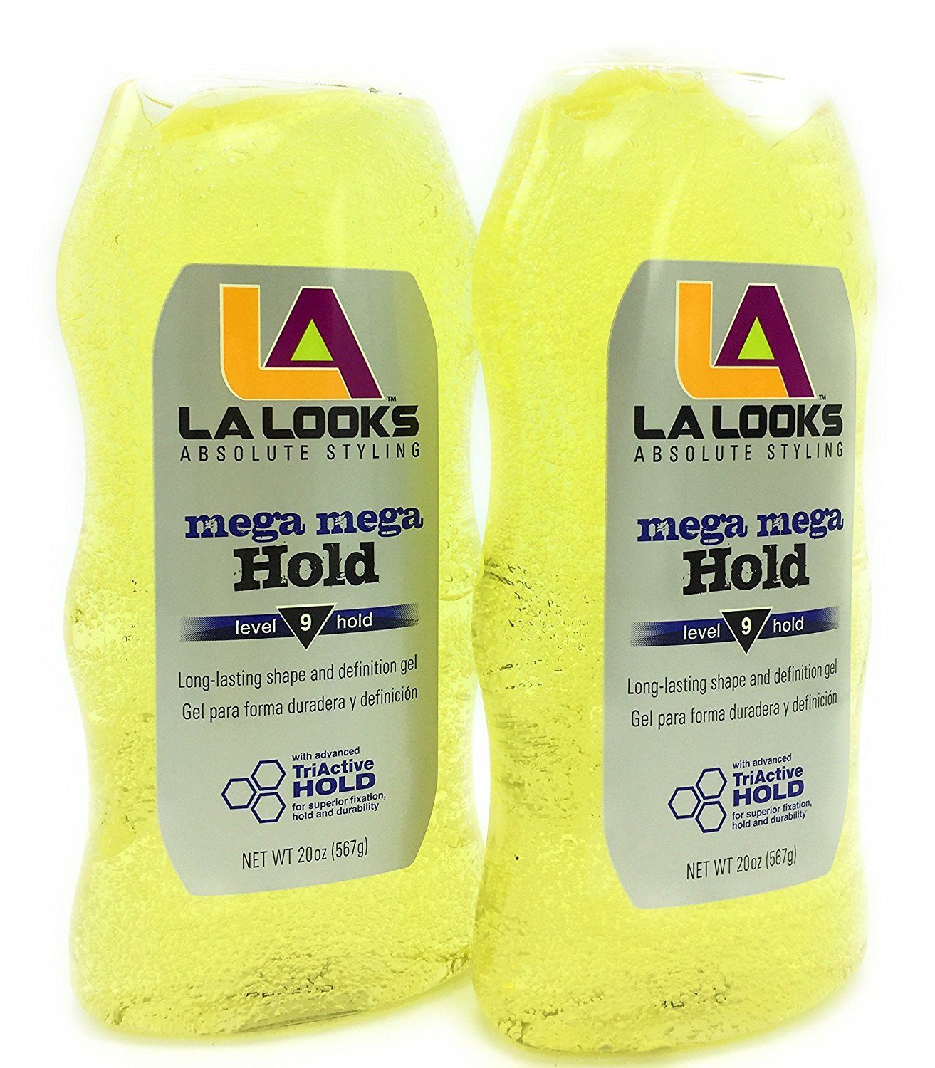 La Looks Gel #9 Mega Mega 20 Ounce (Yellow) (591ml) (2 Pack)