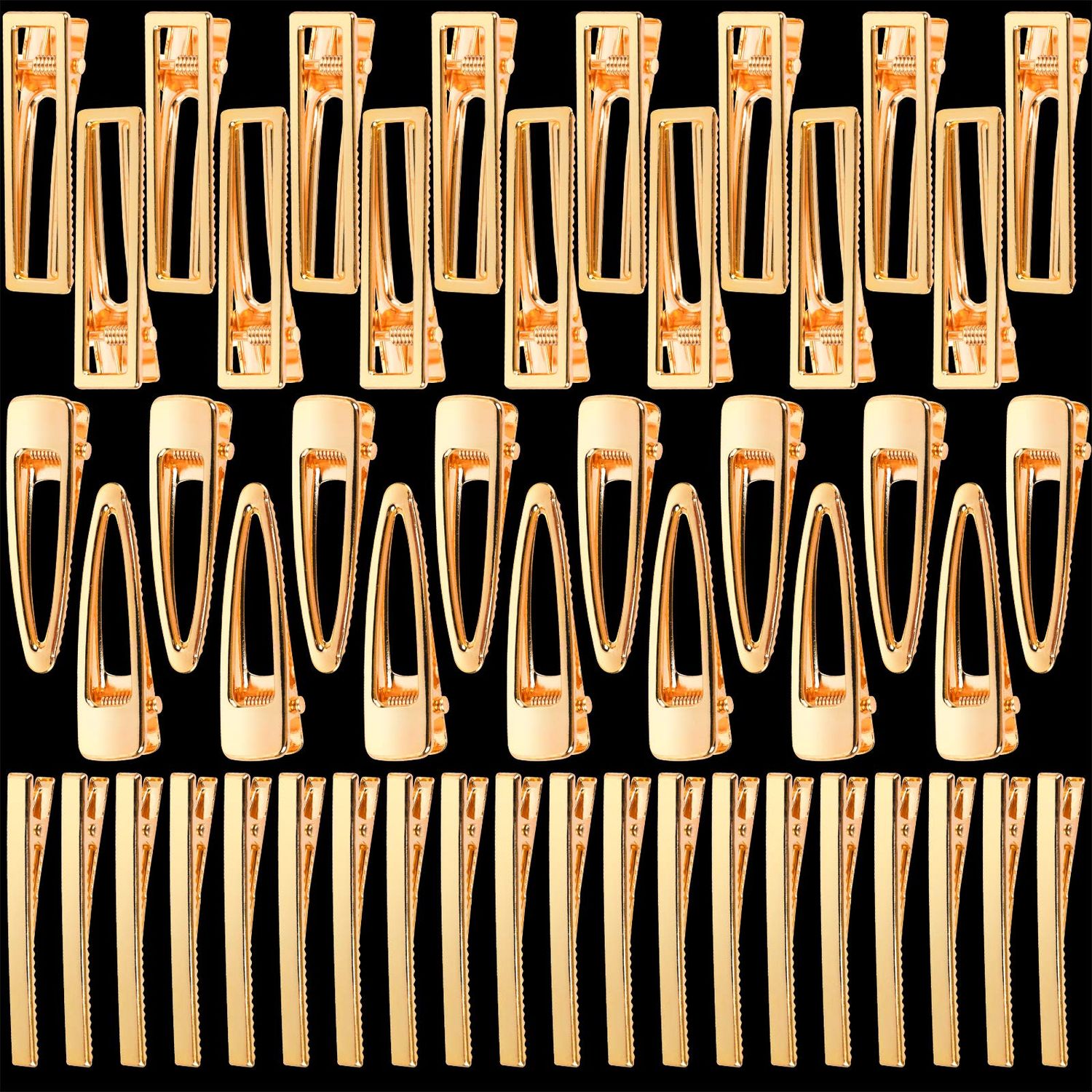 LEOBRO Gold Hair Clips, 50PCS Alligator Barrettes for Women, Girls, Crafts, DIY Hair Bows