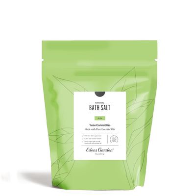 Edens Garden Ache Bath Salt Soak - Yuzu Cannabliss Blend with Pure Essential Oils, Epsom, Dead Sea Salt &amp; Magnesium - for Men &amp; Women, Tension Relief &amp; Muscle Recovery After Workout, 10 oz (283 g)