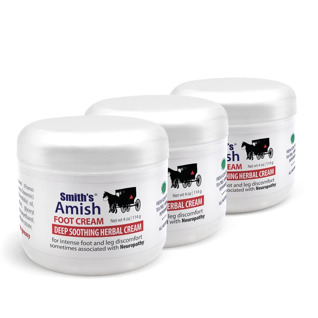 SMITH&#39;S AMISH Foot Cream Deep Soothing, Calming to Feet and Legs 3 Pack