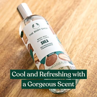 The Body Shop Shea Body Mist - Refreshes and Cools with a Sweet Nutty Scent - Vegan - 3.3 oz