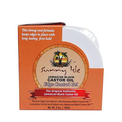 Sunny Isle Jamaican Black Castor Oil Edge Control Gel 3.5oz, Adds Moisture &amp; Shine to Hair, Conditioning Extra Hold Control, Smoother &amp; Clear Styling Edge and Frizz Tamer