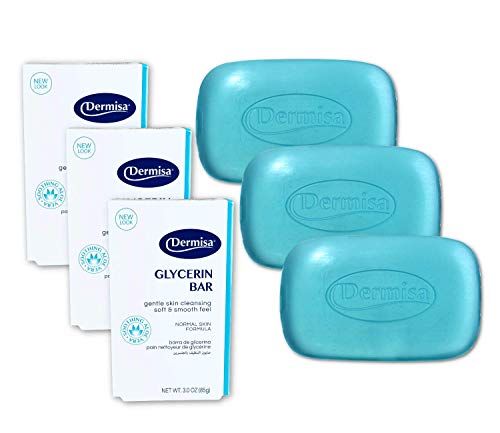 Dermisa Glycerin Bar with Aloe Vera | Helps to Gently Cleanse All Skin Types, Sensitive and Oily Skin | Contains Aloe Vera | NO PARABENS, NO SULFATES, 100% VEGETABLE BASE | 3 OZ | Pack of 3