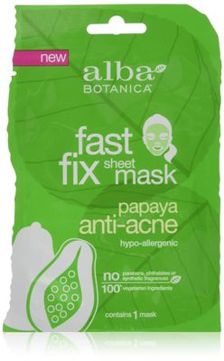 Alba Botanica Fast Fix Sheet Mask, Papaya Anti-Acne, 1 Ounce