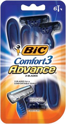 BIC Comfort 3 Advanced Men&#39;s Disposable Razor, Triple Blade, Pack of 6 Razors, For a Simply Smoother Shave