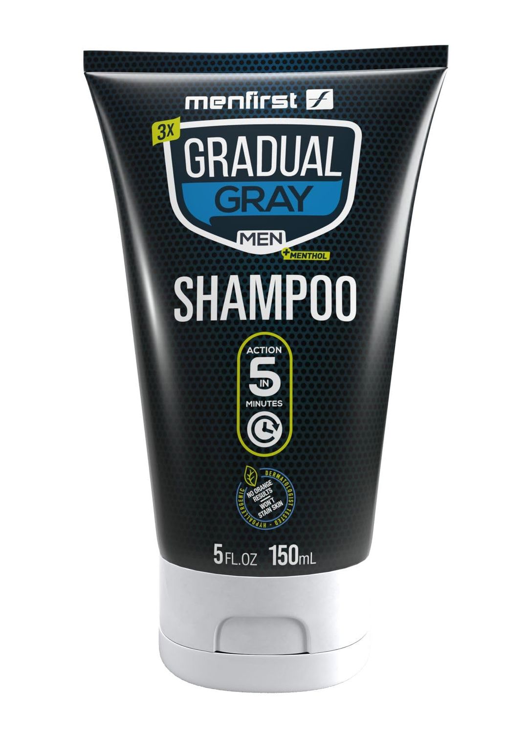 MENFIRST Gray Hair Darkening Shampoo - Gradual Hair Color for Gray Coverage, Hypoallergenic &amp; Chemical-Free, Dark Shades