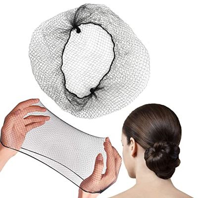 Hair Nets 20 PCS, Smilco 22 Inches Elasticity Invisible Elastic Mesh Wig Nets for Hair Bun Making Ballet Dancer Kitchen Food Serive (Black)