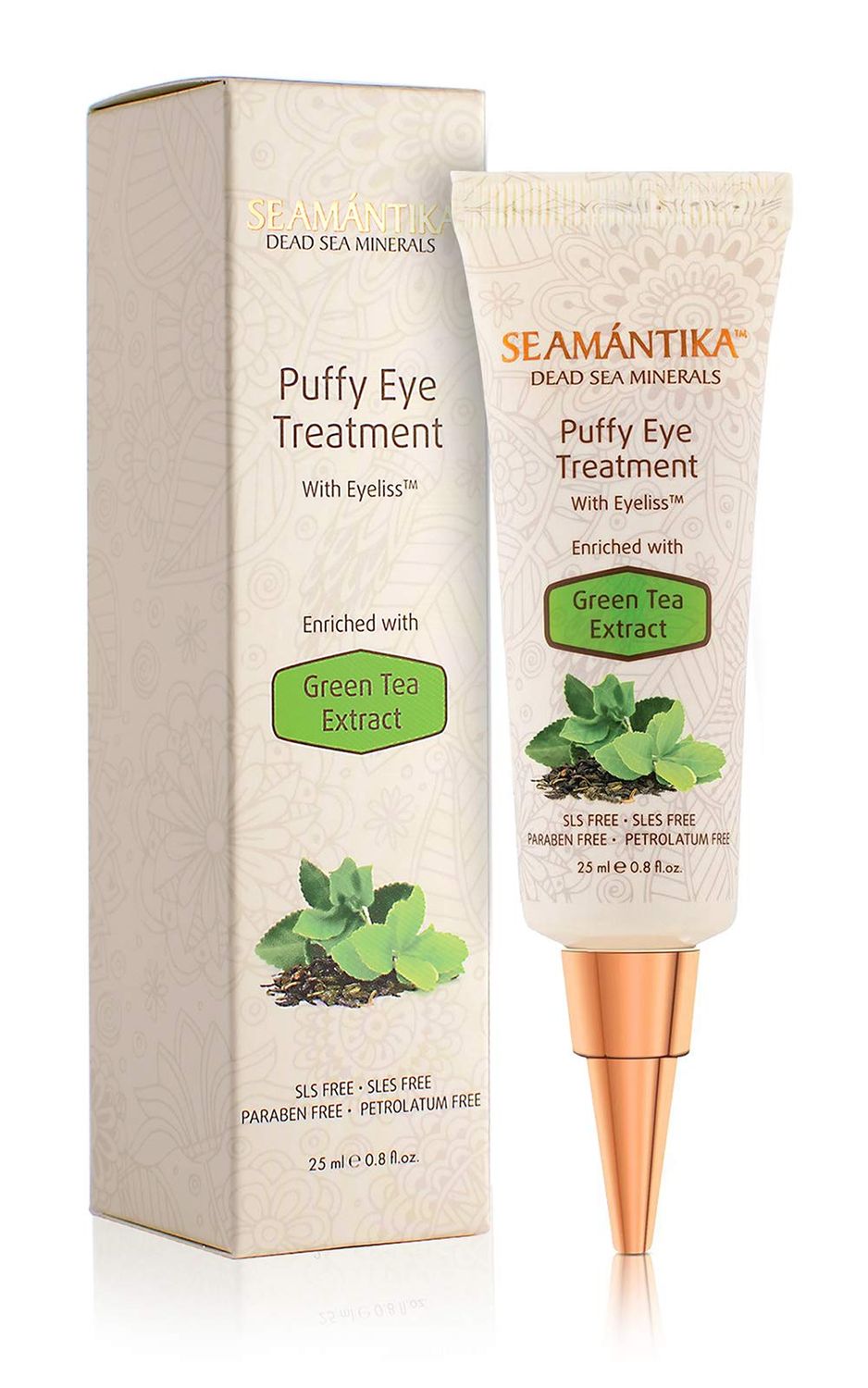 Puffy Eye Treatment Instant results - Naturally Eliminate Wrinkles, Puffiness, Dark Circle and Bags in Minutes - Hydrating Eye Cream w/ Green Tea Extract, Dead Sea Minerals by SEAMANTIKA - .8 fl.oz.