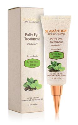 Puffy Eye Treatment Instant results - Naturally Eliminate Wrinkles, Puffiness, Dark Circle and Bags in Minutes - Hydrating Eye Cream w/ Green Tea Extract, Dead Sea Minerals by SEAMANTIKA - .8 fl.oz.