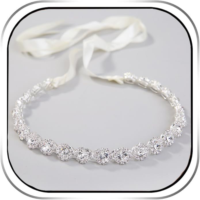 Crystal Wedding Headband Bridal Headpiece Hair Jewelry for Brides and Bridesmaids Silver