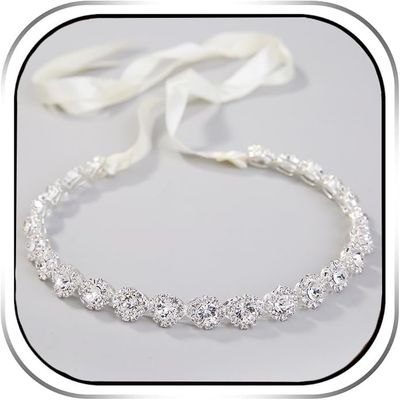 Crystal Wedding Headband Bridal Headpiece Hair Jewelry for Brides and Bridesmaids Silver