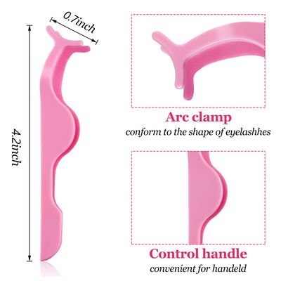24 Pieces Plastic False Eyelash Applicator Eyelash Extension Tweezers Remover Tool Eyelashes Clip Tweezers for Eyelash Application and Removal (Pink)