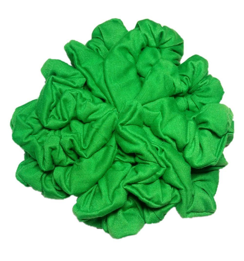 Green Cotton Scrunchie Set, Set of 10 Soft Cotton Scrunchies, Solid Color Packs