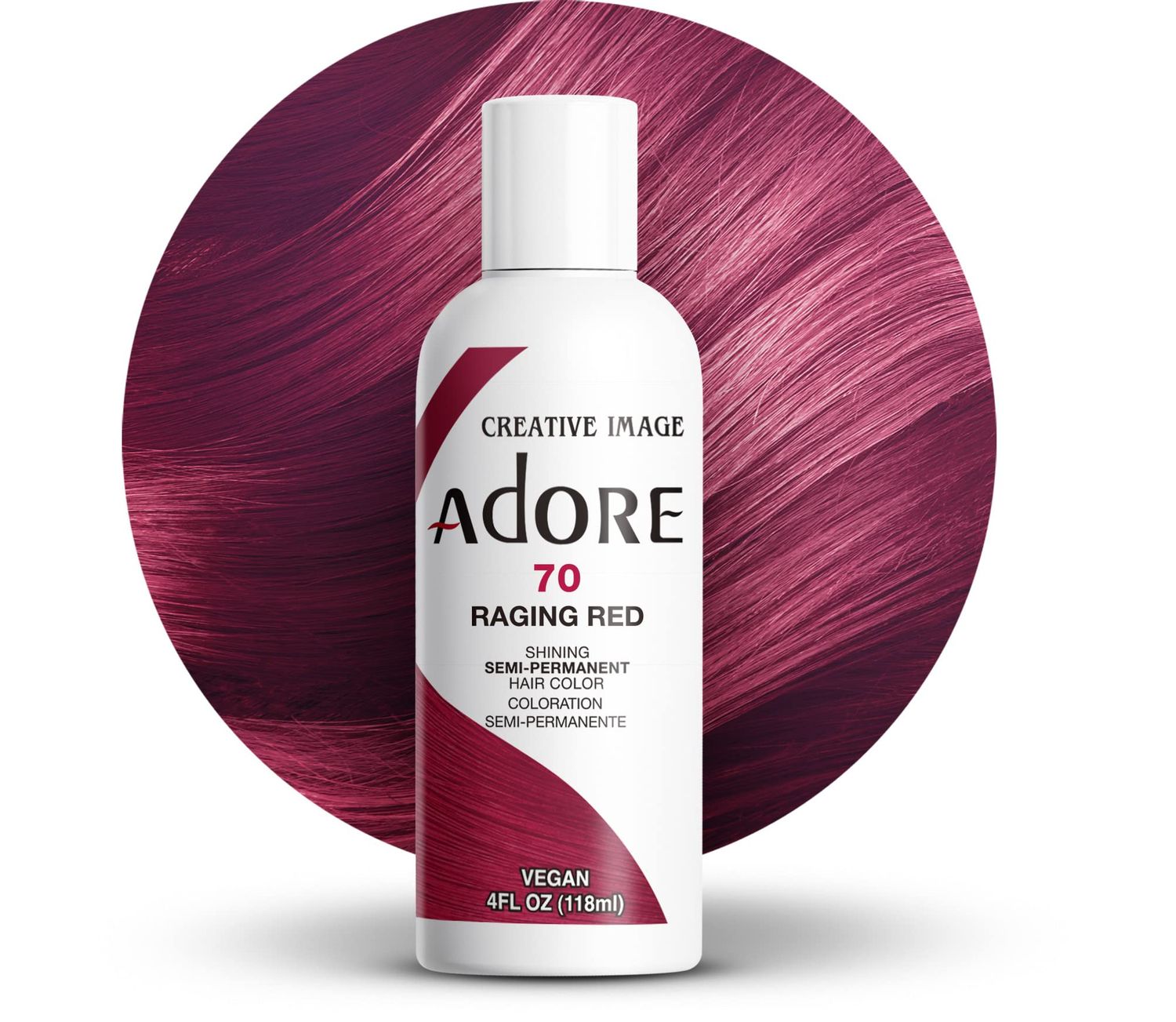 Adore Semi Permanent Hair Color - Vegan and Cruelty-Free Hair Dye - 4 Fl Oz - 070 Raging Red (Pack of 1)
