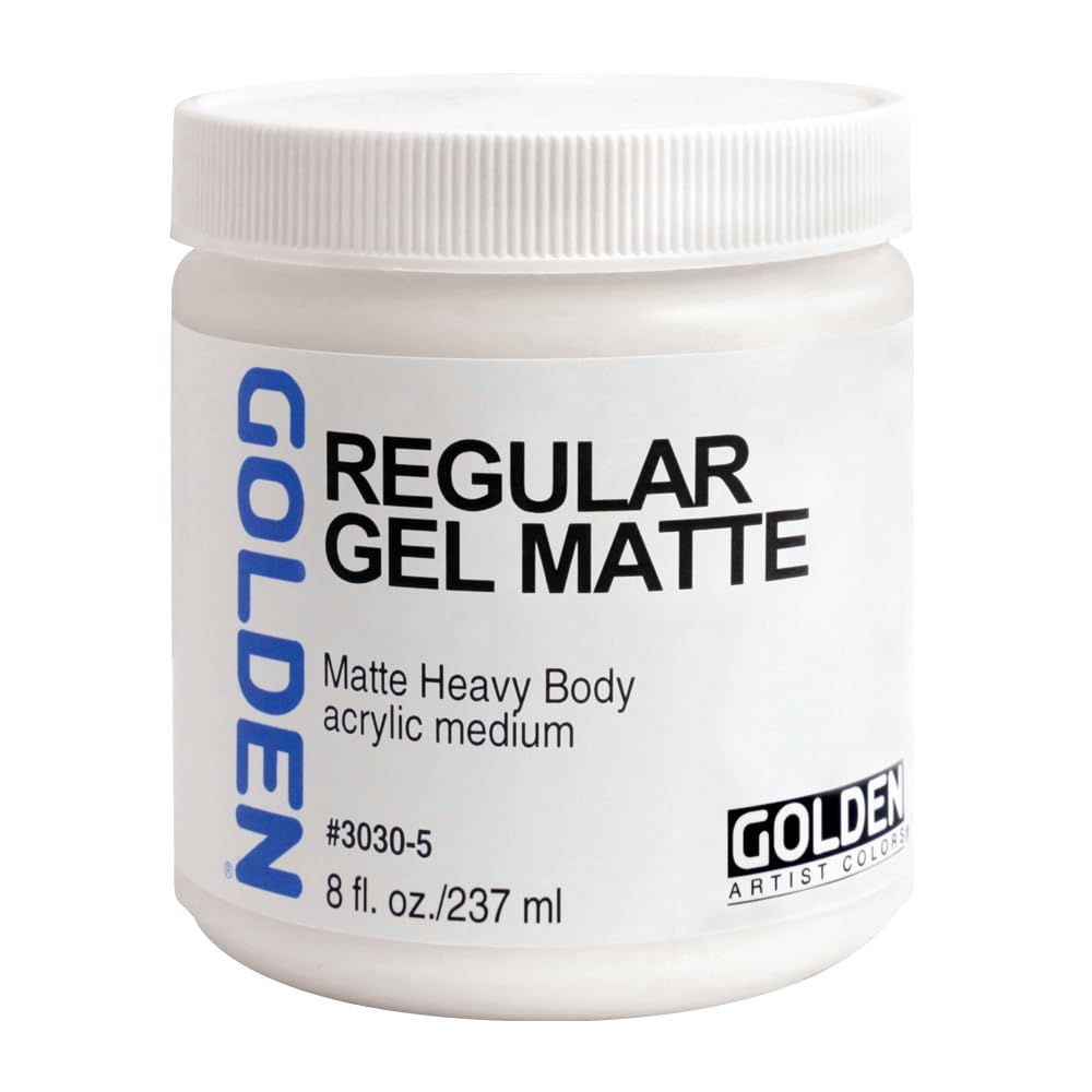 Regular Gel Matte by GOLDEN, 8 fl. oz. Jar, Professional Acrylic Gel Medium, Semi-Transparent